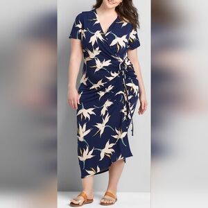 Lane Bryant Floral Split Flutter Sleeve Ruffle Midi Dress Size 22-24